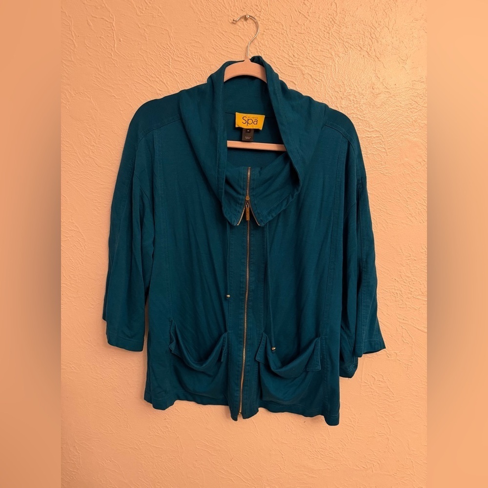St. John Spa Zip Sweater cardigan & matching pants Stretch Jersey Knit - Picture 5 of 16